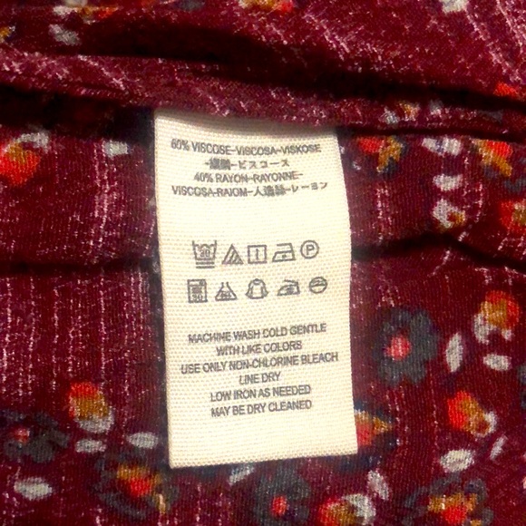 Free People burgundy floral long sleeve button down shirtdress with pockets, XS - Picture 12 of 14